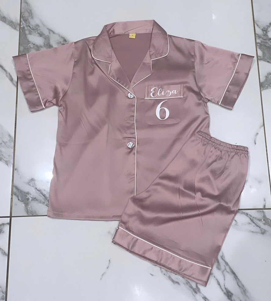 Perosnalised Girls Satin Pyjamas