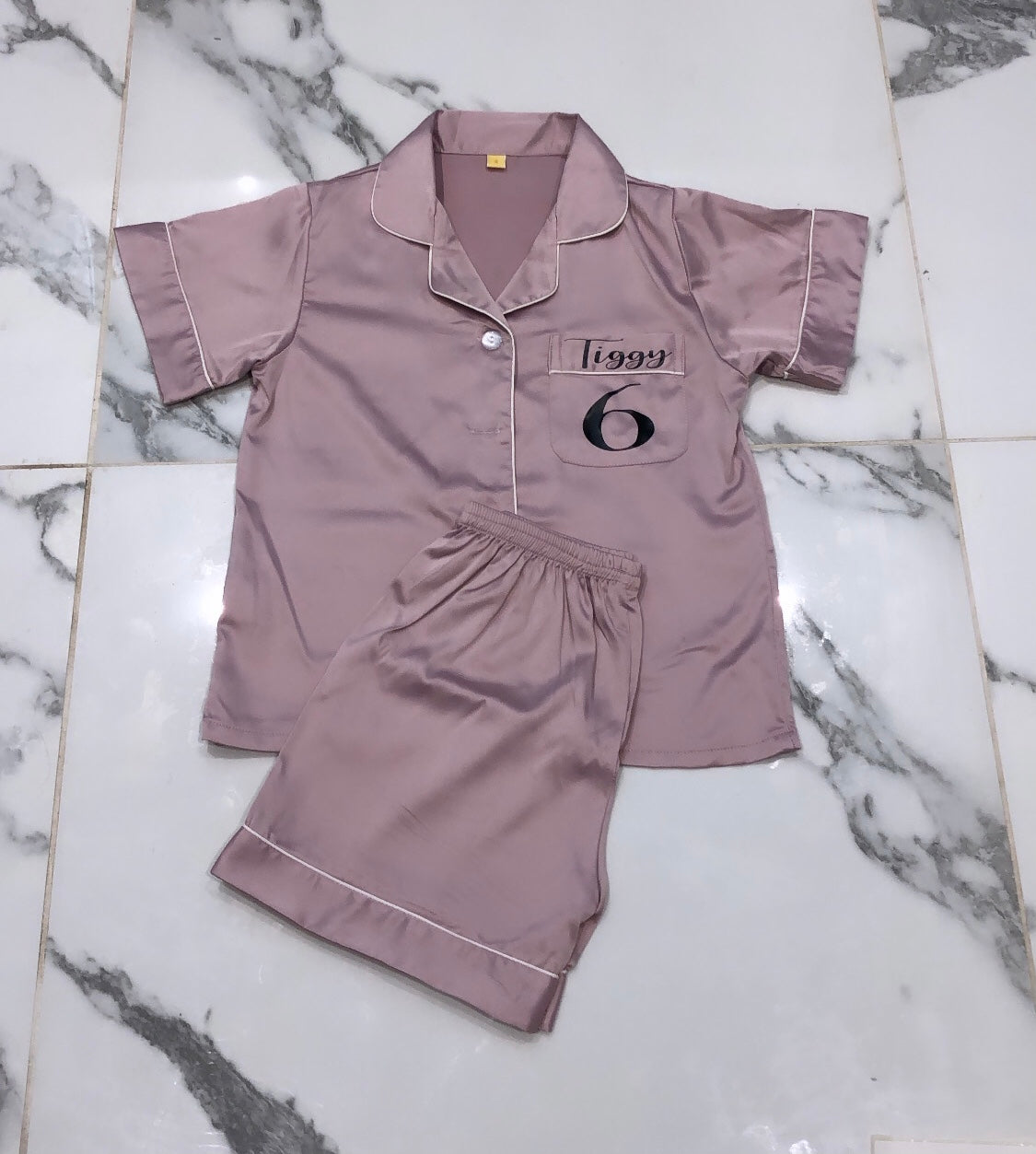 Perosnalised Girls Satin Pyjamas