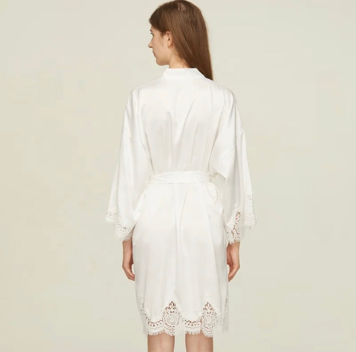 Satin lace trim gowns
