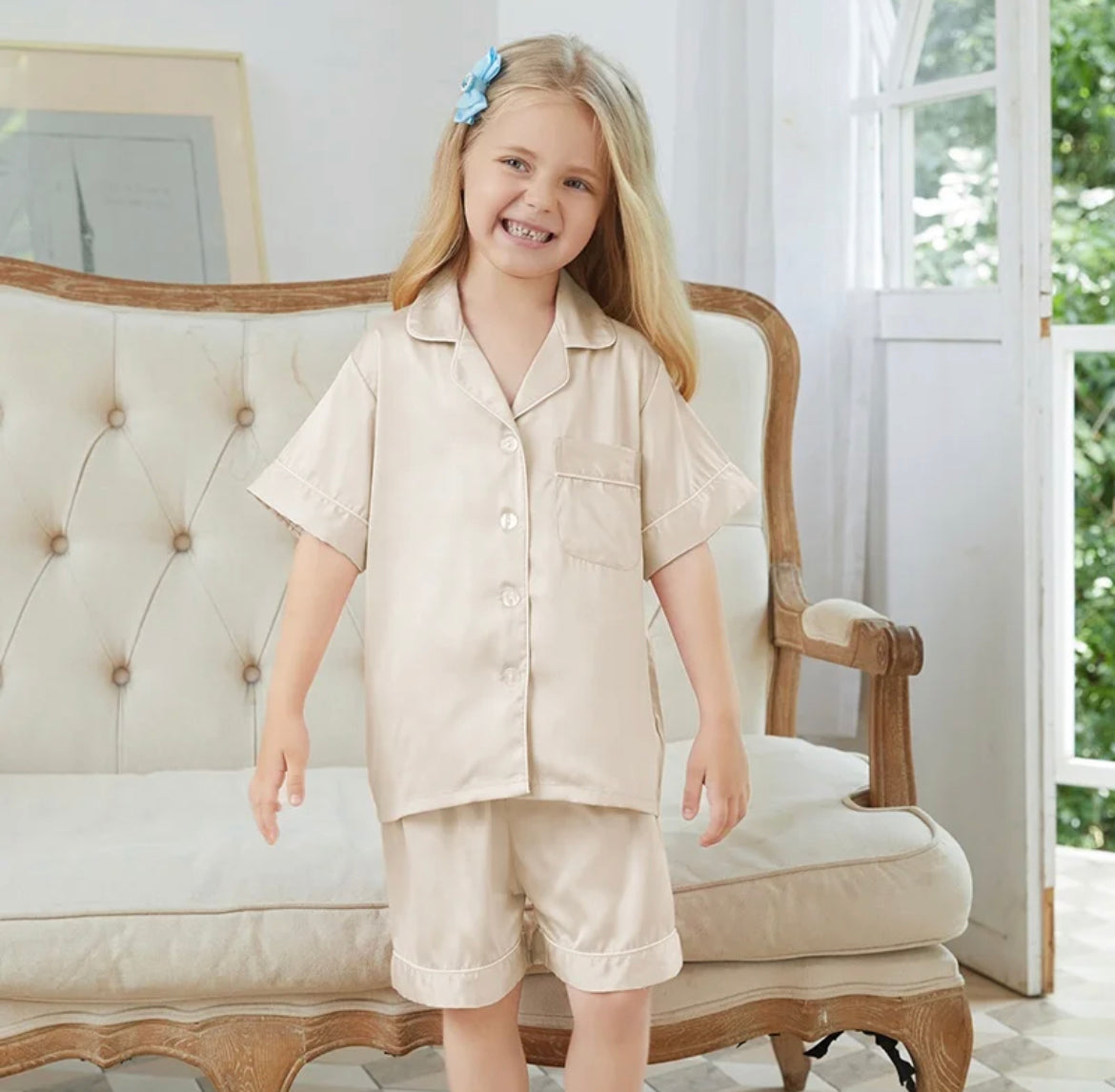 Perosnalised Girls Satin Pyjamas